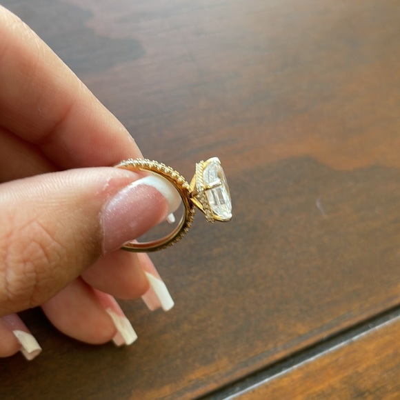 Sterling Silver Cubic Zirconia Gold Radiant Ring - Picture 4 of 7